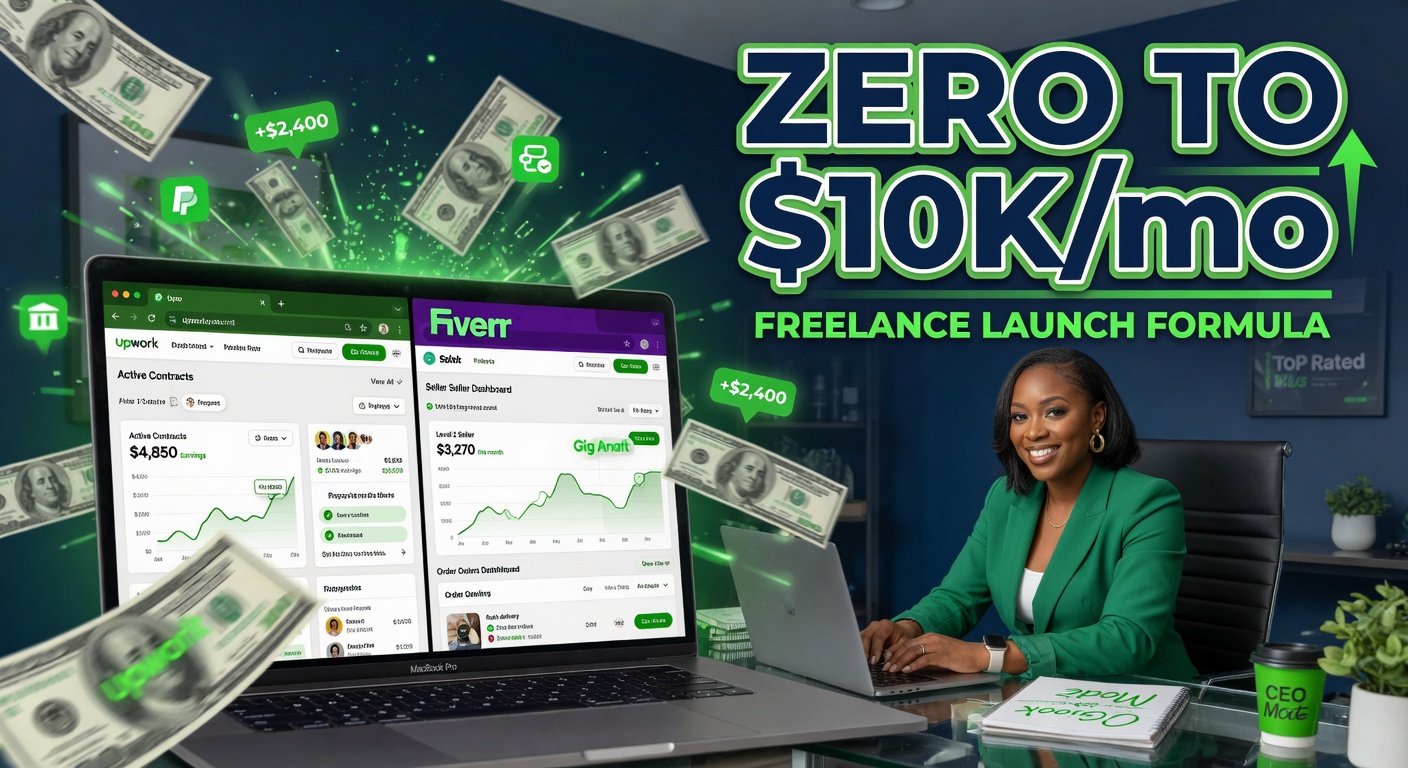 Freelance Empire: Dominate Upwork & Fiverr in 2026 – confident freelancer landing high-paying clients